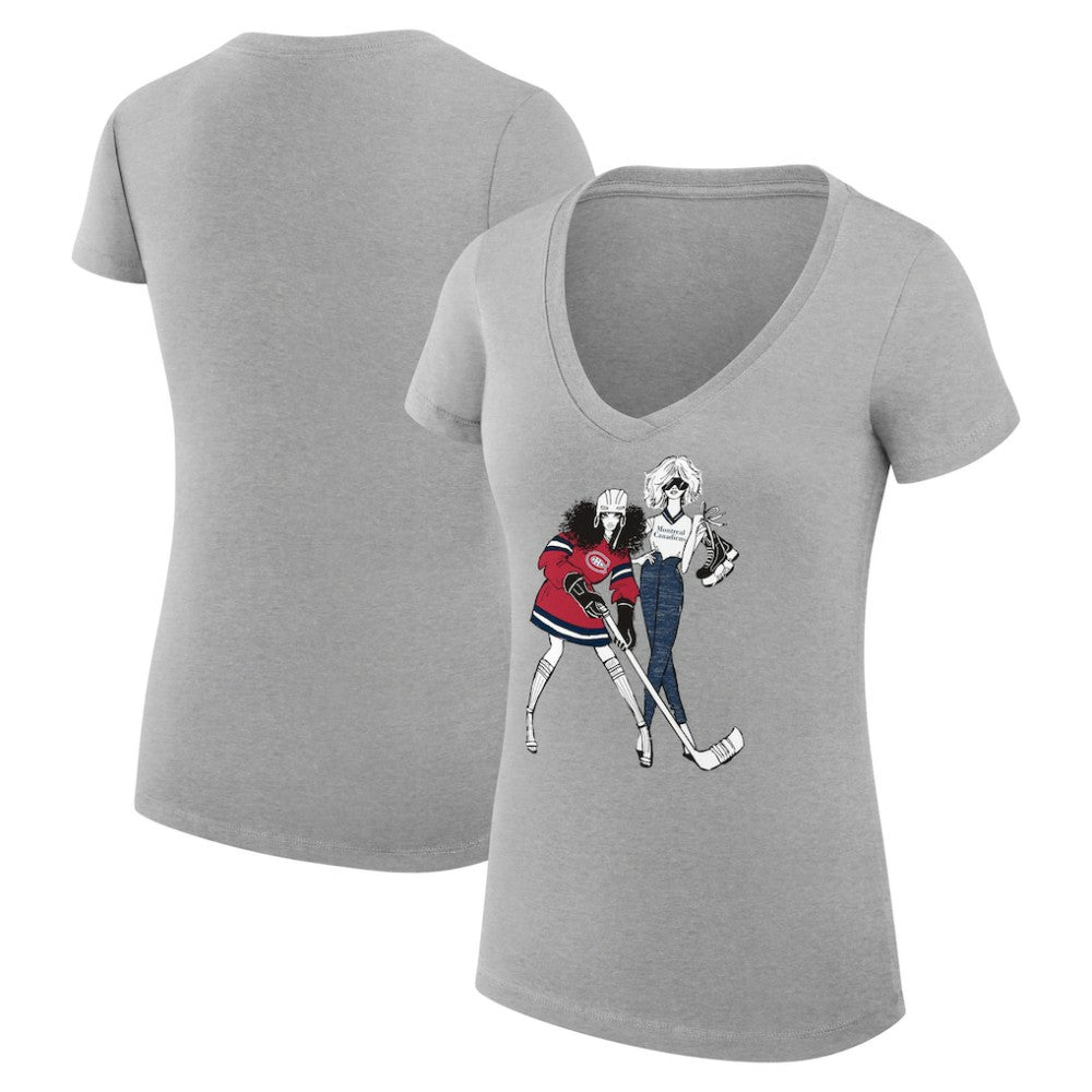 Montreal Canadiens G-III 4Her by Carl Banks Women's Super-Slim Fit Lightweight Hockey Girls V-Neck T-Shirt - Heather Gray | NHL sale