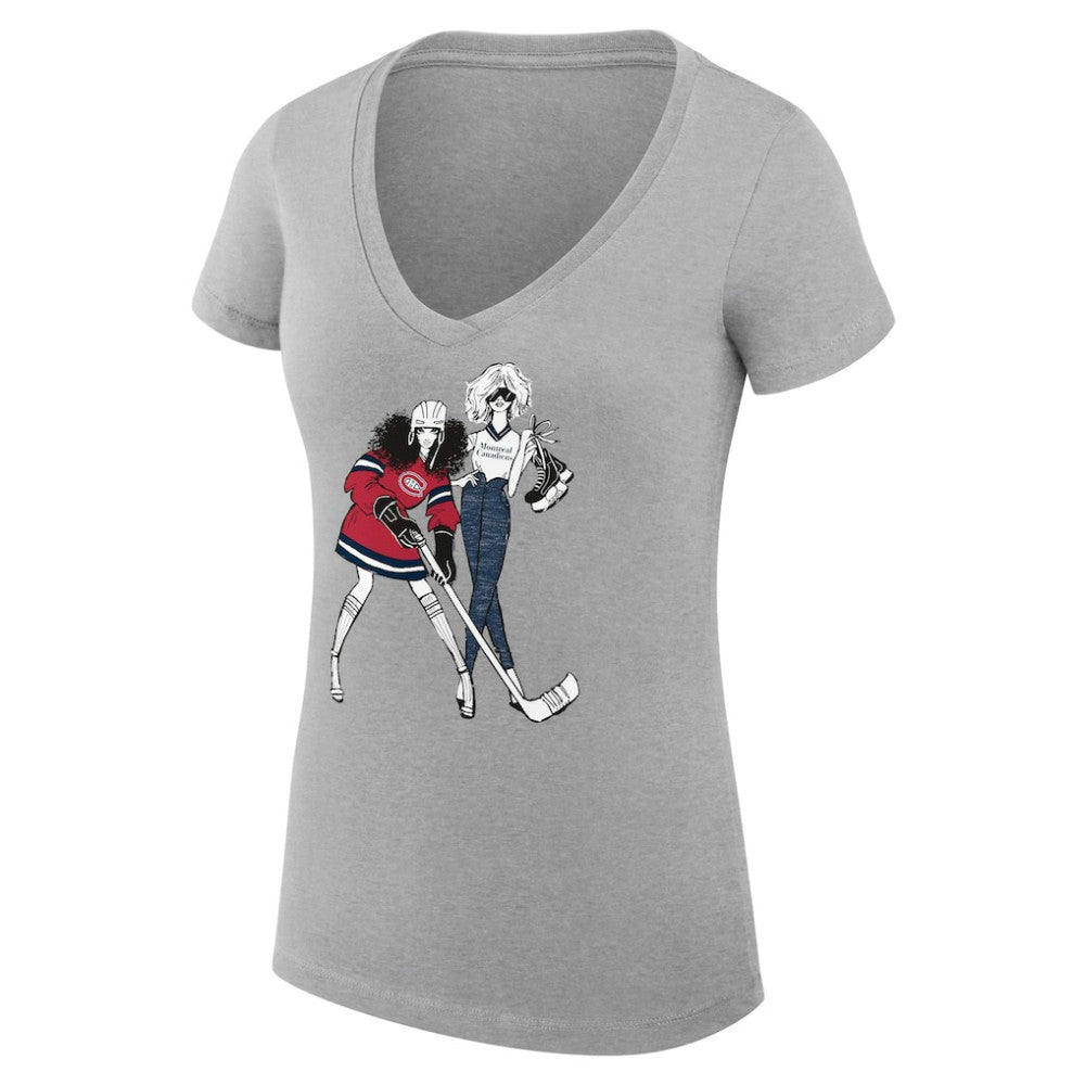 Montreal Canadiens G-III 4Her by Carl Banks Women's Super-Slim Fit Lightweight Hockey Girls V-Neck T-Shirt - Heather Gray | NHL sale