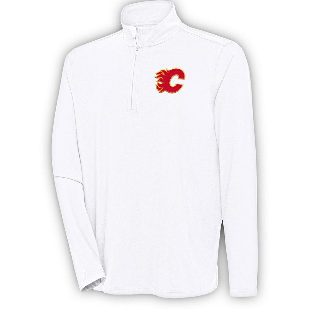 Calgary Flames Antigua Hunk Quarter-Zip Pullover Top - White | NHL online