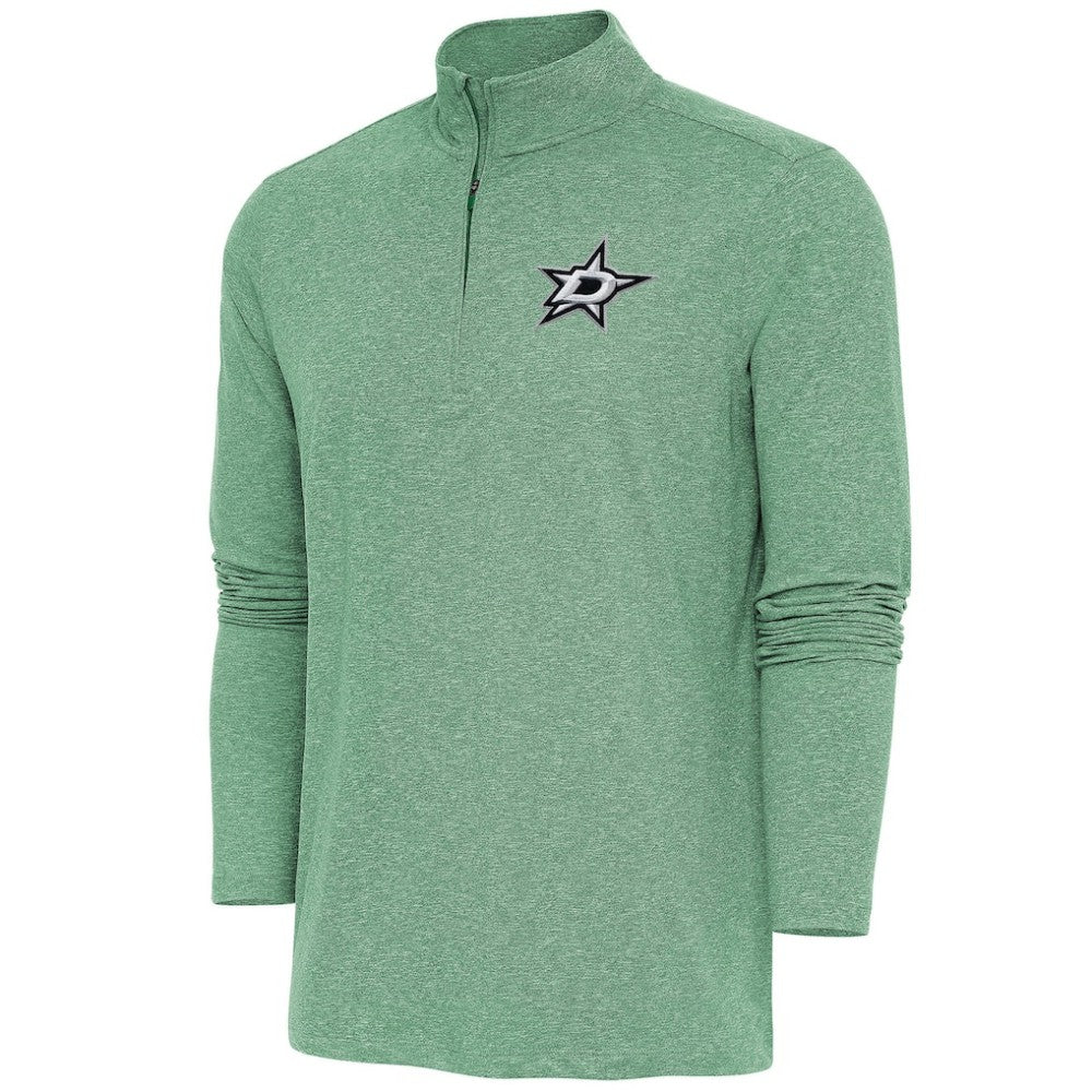 Dallas Stars Antigua Hunk Quarter-Zip Pullover Top - Heather Hunter Green | NHL Lifestyle