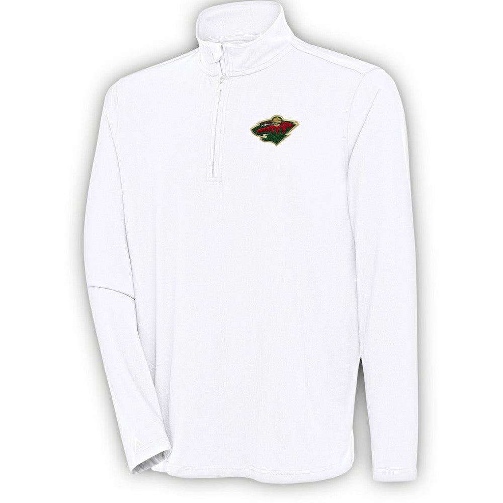 Minnesota Wild Antigua Hunk Quarter-Zip Pullover Top - White | NHL Lifestyle