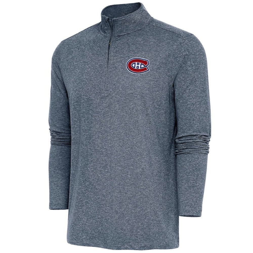 Montreal Canadiens Antigua Hunk Quarter-Zip Pullover Top - Heather Navy | NHL discount