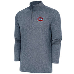 Montreal Canadiens Antigua Hunk Quarter-Zip Pullover Top - Heather Navy | NHL discount
