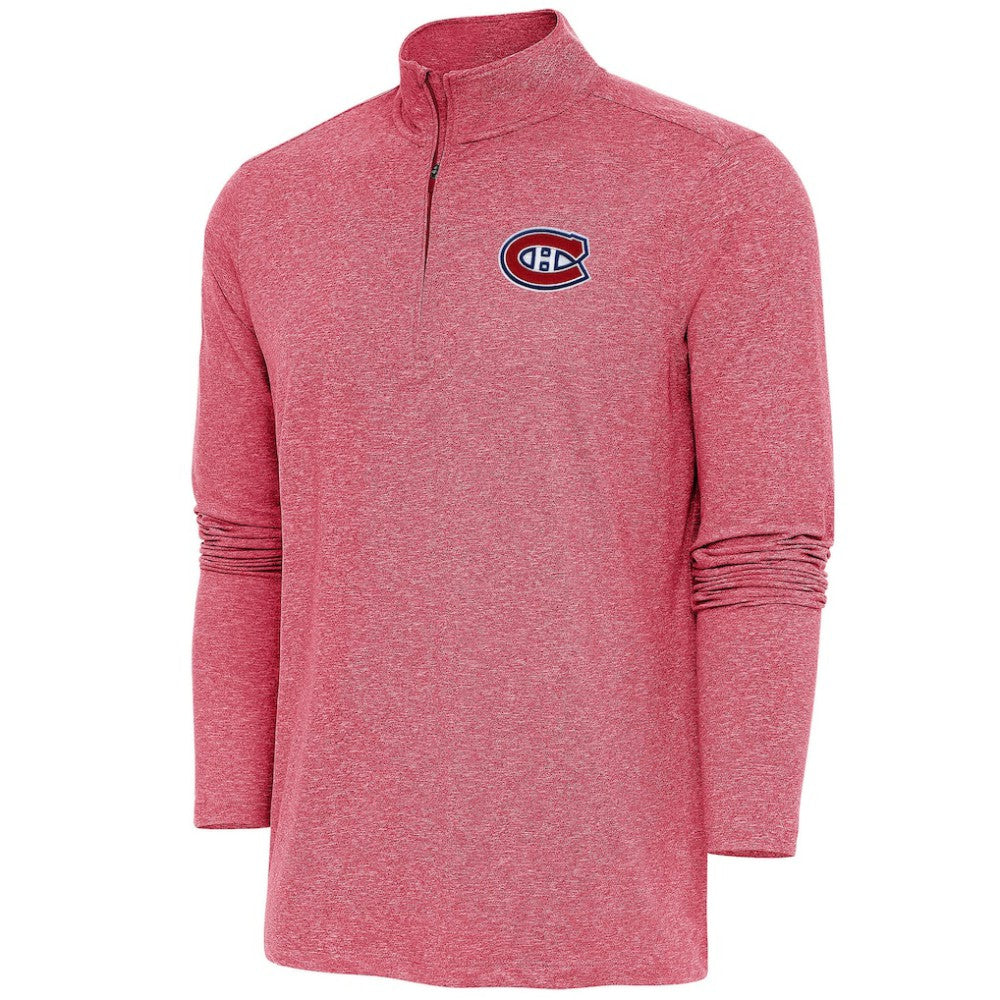 Montreal Canadiens Antigua Hunk Quarter-Zip Pullover Top - Heather Red | NHL on sale