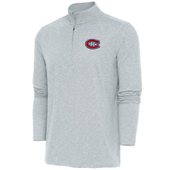 Montreal Canadiens Antigua Hunk Quarter-Zip Pullover Top - Heather Gray | NHL Clearance