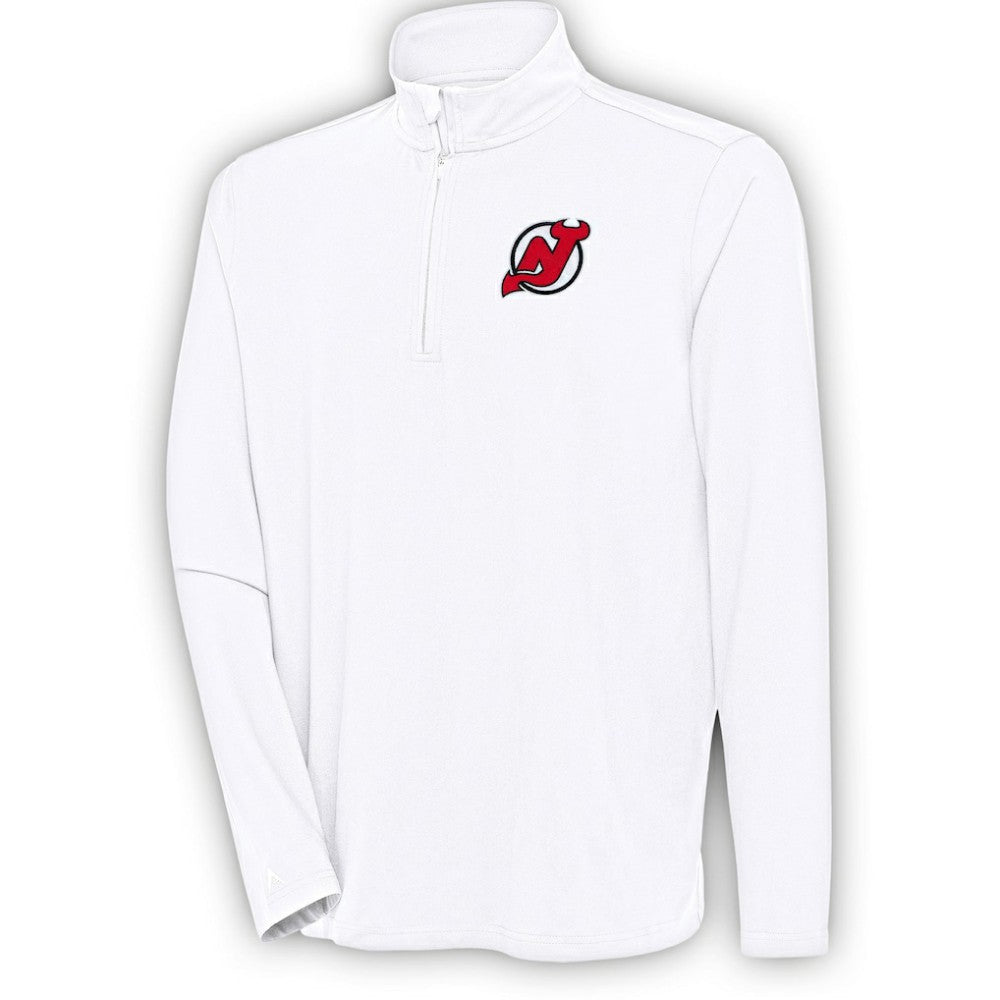 New Jersey Devils Antigua Hunk Quarter-Zip Pullover Top - White | NHL on sale