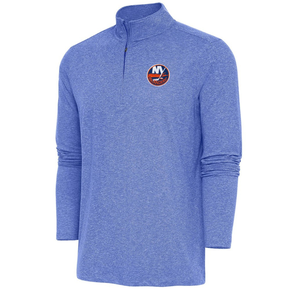New York Islanders Antigua Hunk Quarter-Zip Pullover Top - Heather Royal | NHL Clearance