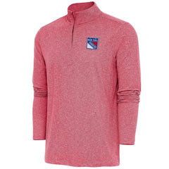 New York Rangers Antigua Hunk Quarter-Zip Pullover Top - Heather Red | NHL Lifestyle