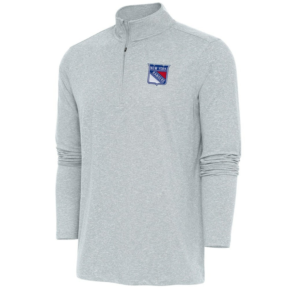 New York Rangers Antigua Hunk Quarter-Zip Pullover Top - Heather Gray | NHL Clearance