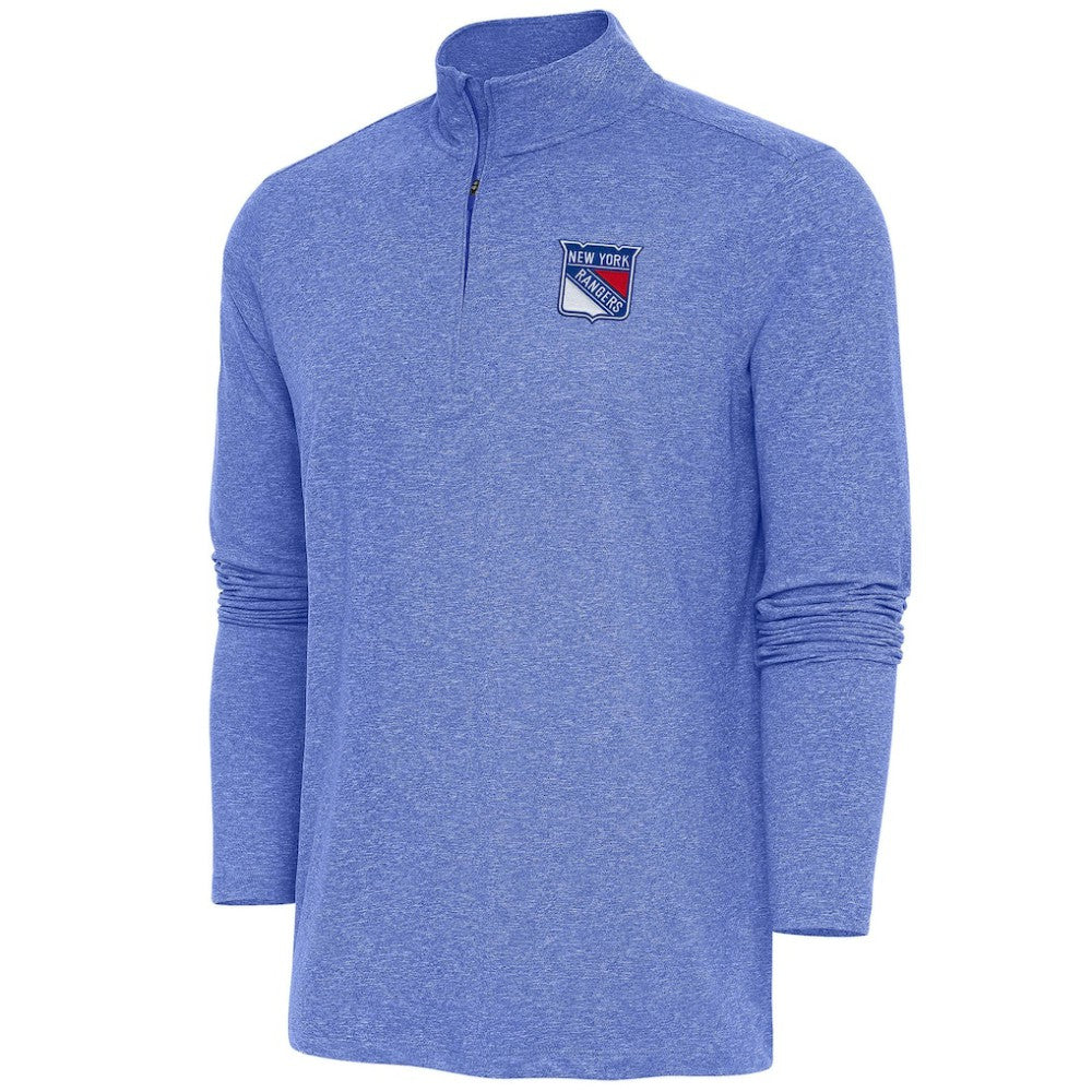 New York Rangers Antigua Hunk Quarter-Zip Pullover Top - Heather Royal | NHL Clearance