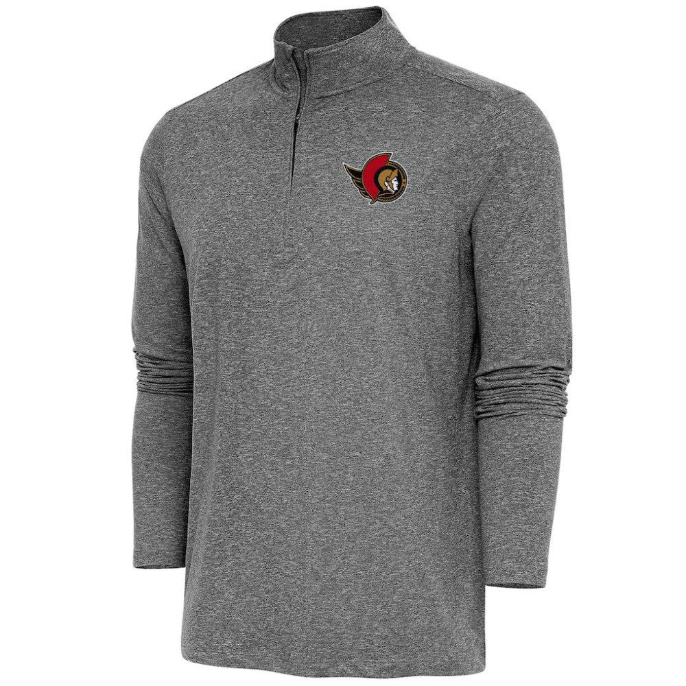 Ottawa Senators Antigua Hunk Quarter-Zip Pullover Top - Heather Black | NHL online