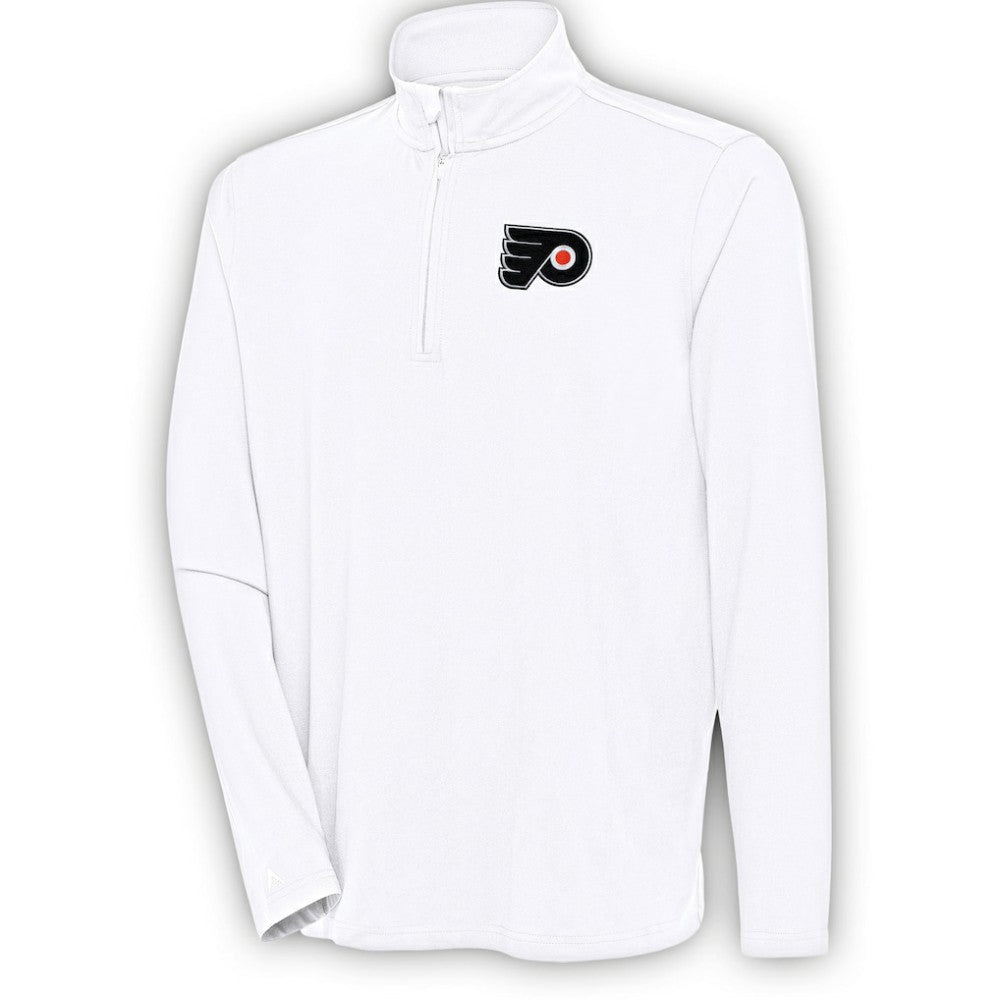Philadelphia Flyers Antigua Hunk Quarter-Zip Pullover Top - White | NHL near me
