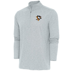 Pittsburgh Penguins Antigua Hunk Quarter-Zip Pullover Top - Heather Gray | NHL discount