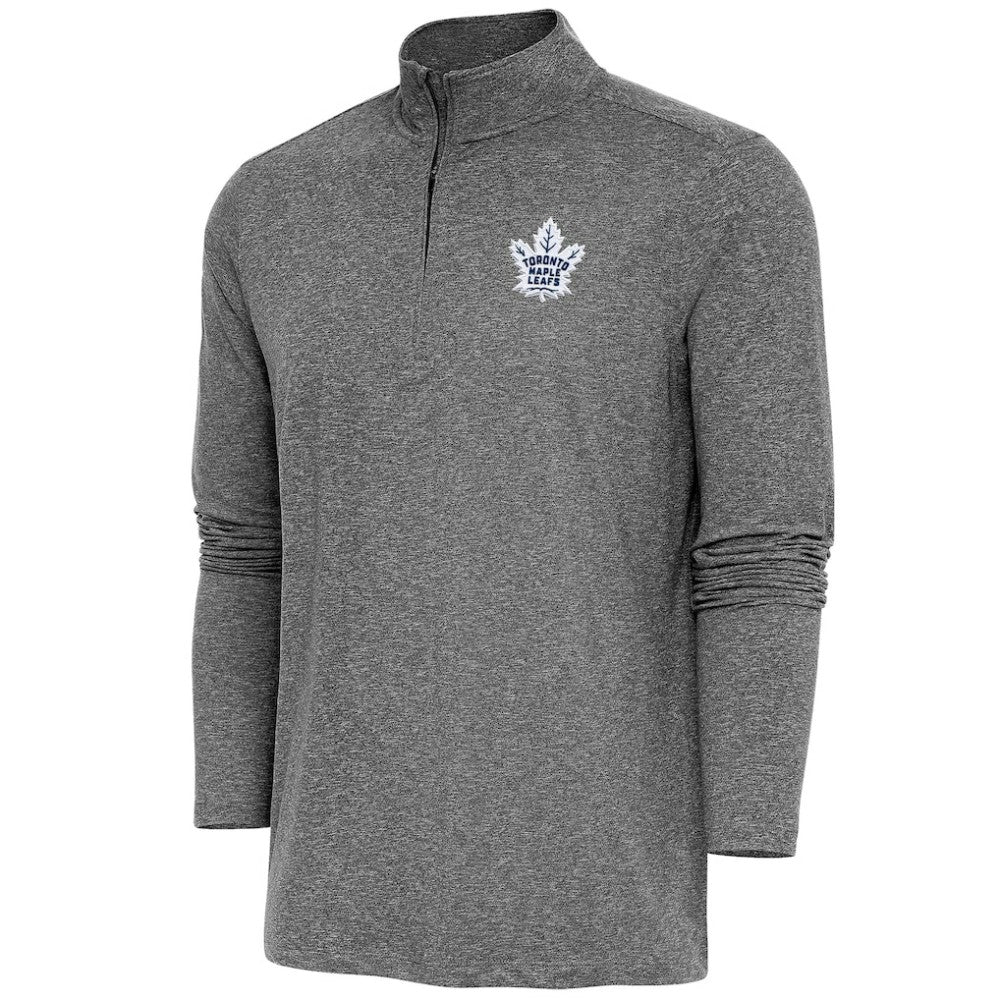 Toronto Maple Leafs Antigua Hunk Quarter-Zip Pullover Top - Heather Black | NHL on sale