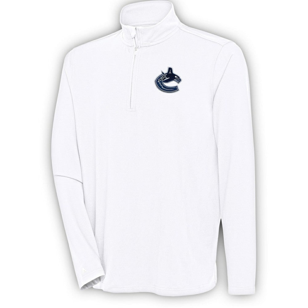 Vancouver Canucks Antigua Hunk Quarter-Zip Pullover Top - White | NHL on sale