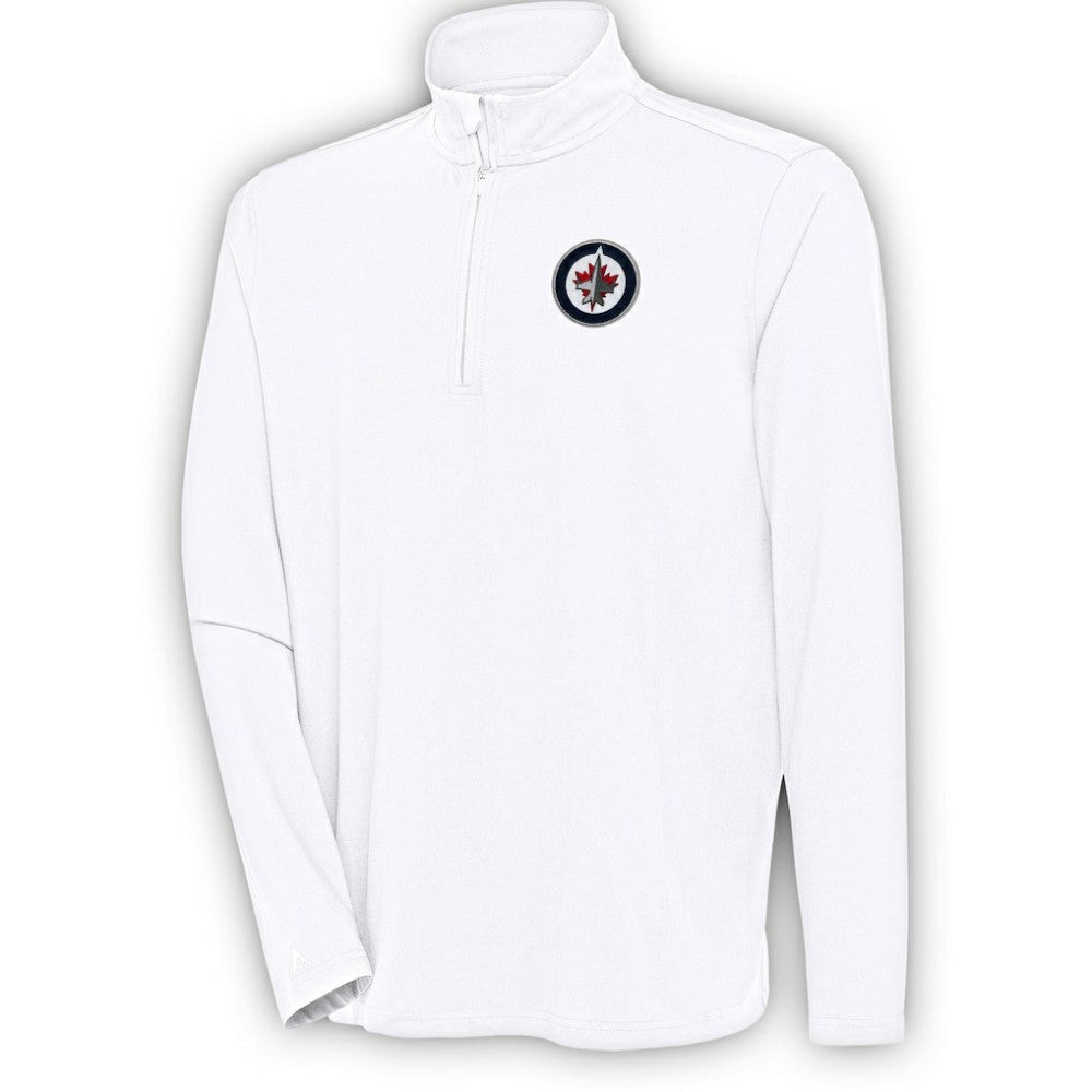 Winnipeg Jets Antigua Hunk Quarter-Zip Pullover Top - White | NHL discount