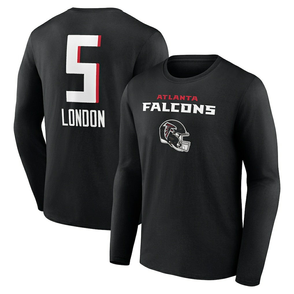 Drake London Atlanta Falcons Team Wordmark Player Name & Number Long Sleeve T-Shirt - Black - NFL