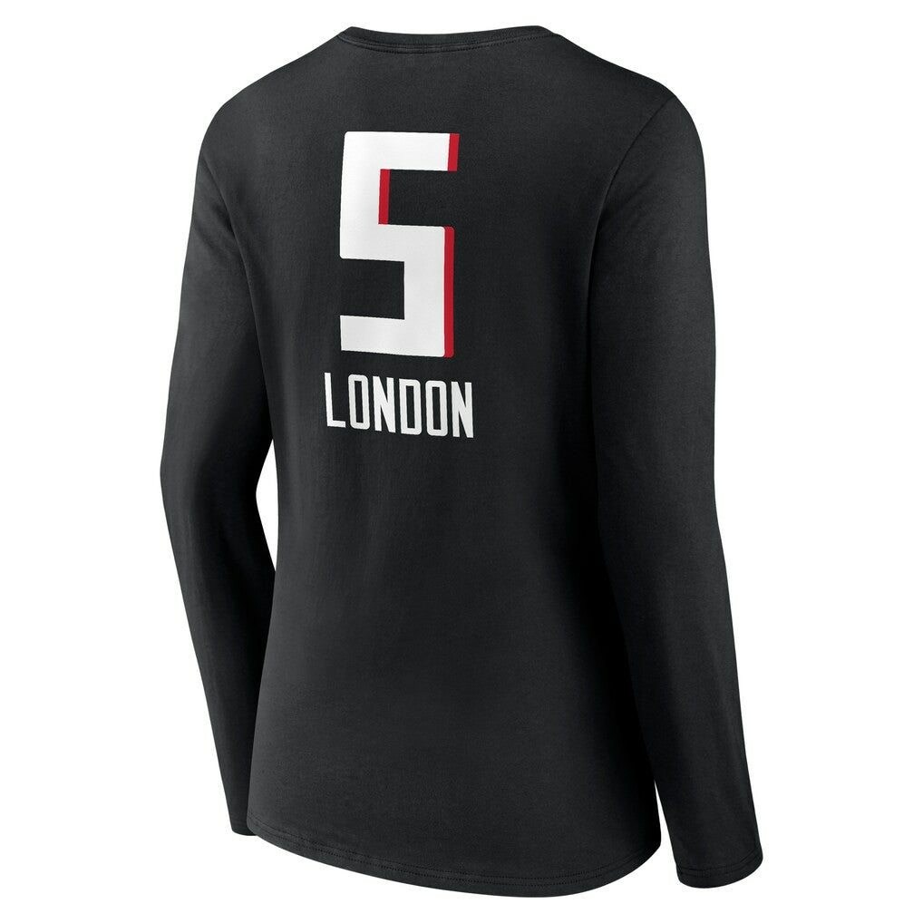 Drake London Atlanta Falcons Women's Team Wordmark Player Name & Number Long Sleeve V-Neck T-Shirt - Black - NFL