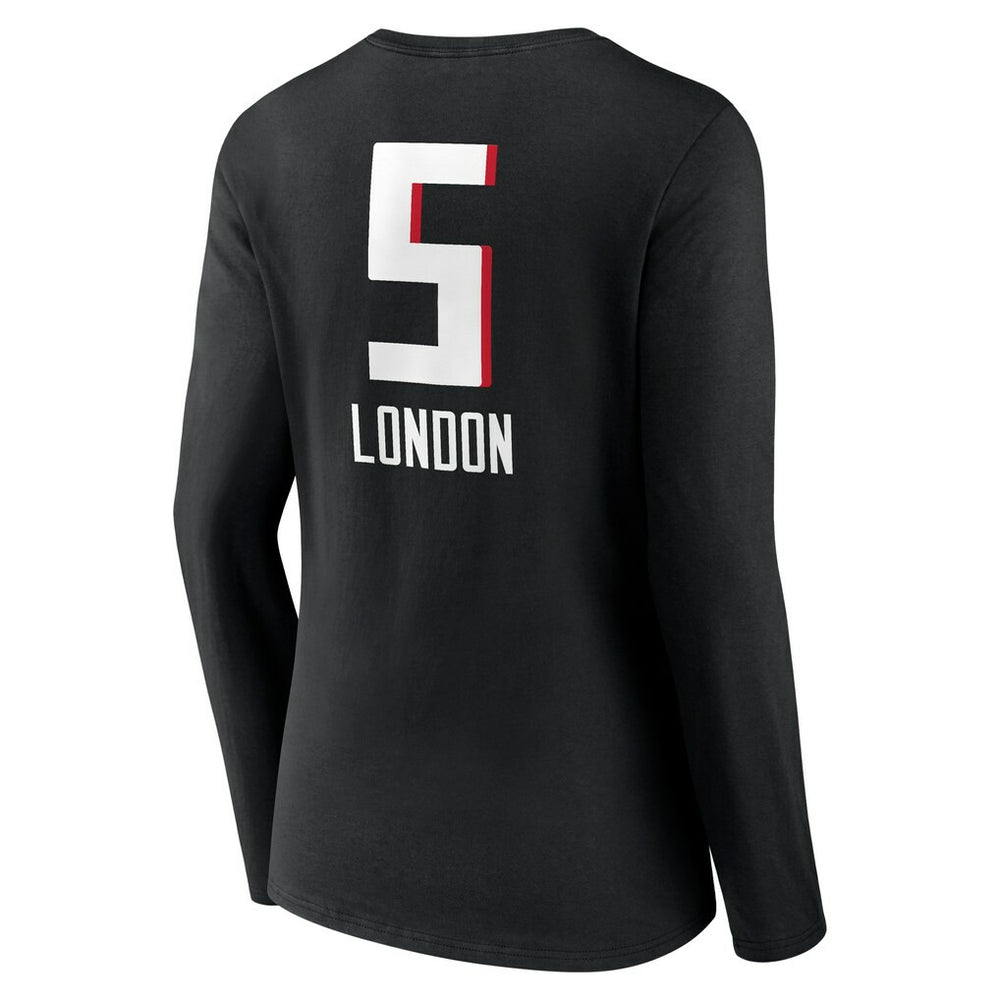 Drake London Atlanta Falcons Women's Team Wordmark Player Name & Number Long Sleeve V-Neck T-Shirt - Black - NFL