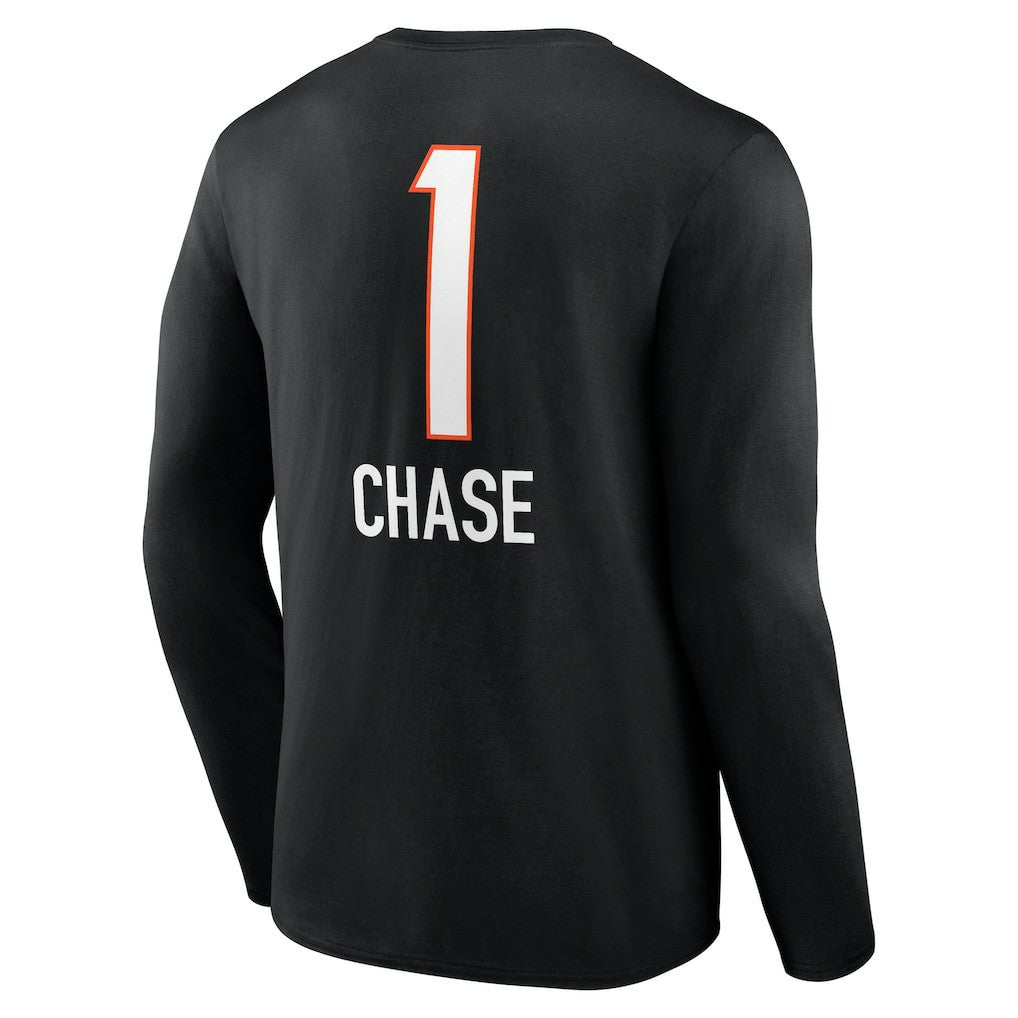 Ja'Marr Chase Cincinnati Bengals Team Wordmark Player Name & Number Long Sleeve T-Shirt - Black - NFL