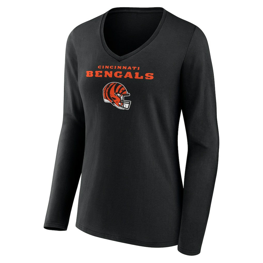 Ja'Marr Chase Cincinnati Bengals Women's Team Wordmark Player Name & Number Long Sleeve V-Neck T-Shirt - Black - NFL