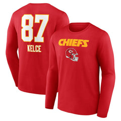 Travis Kelce Kansas City Chiefs Team Wordmark Player Name & Number Long Sleeve T-Shirt - Red - NFL