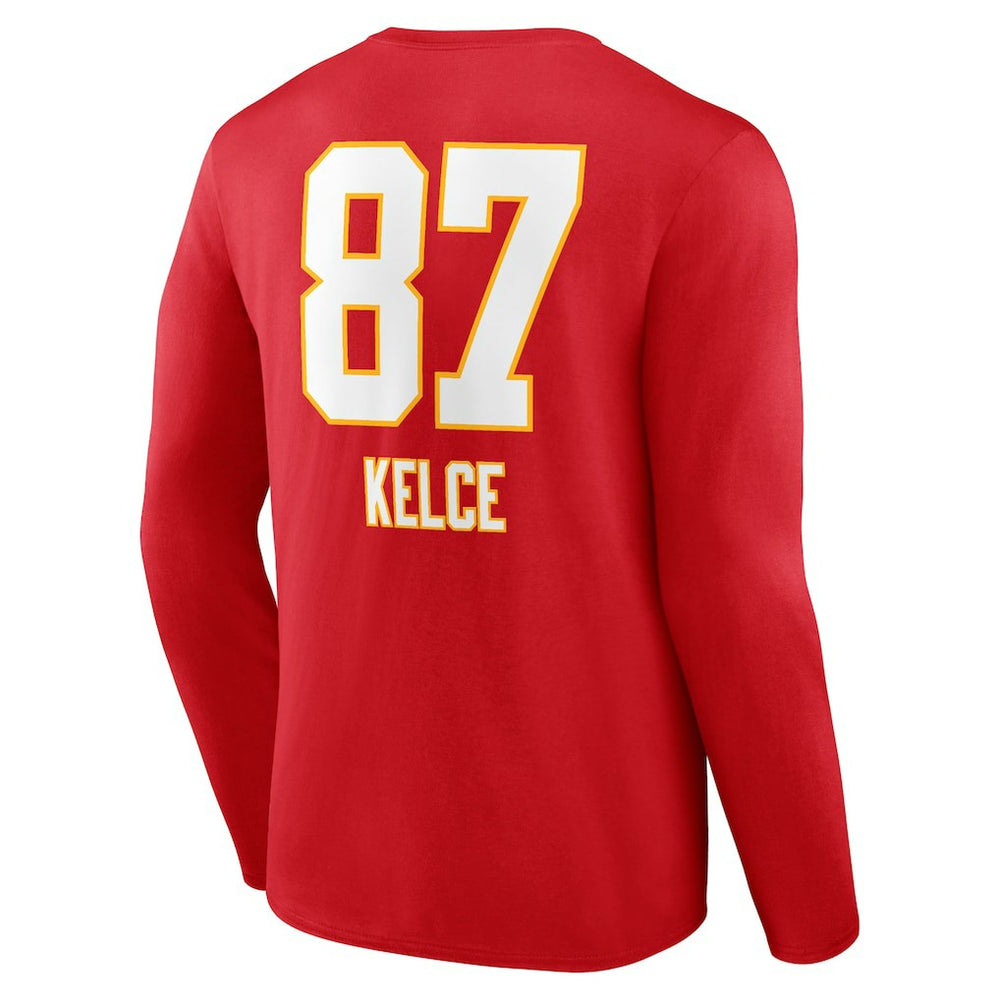 Travis Kelce Kansas City Chiefs Team Wordmark Player Name & Number Long Sleeve T-Shirt - Red - NFL