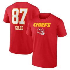 Travis Kelce Kansas City Chiefs Team Wordmark Player Name & Number T-Shirt - Red - NFL