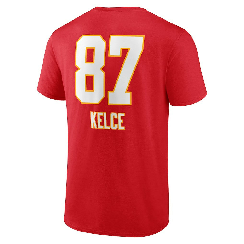 Travis Kelce Kansas City Chiefs Team Wordmark Player Name & Number T-Shirt - Red - NFL