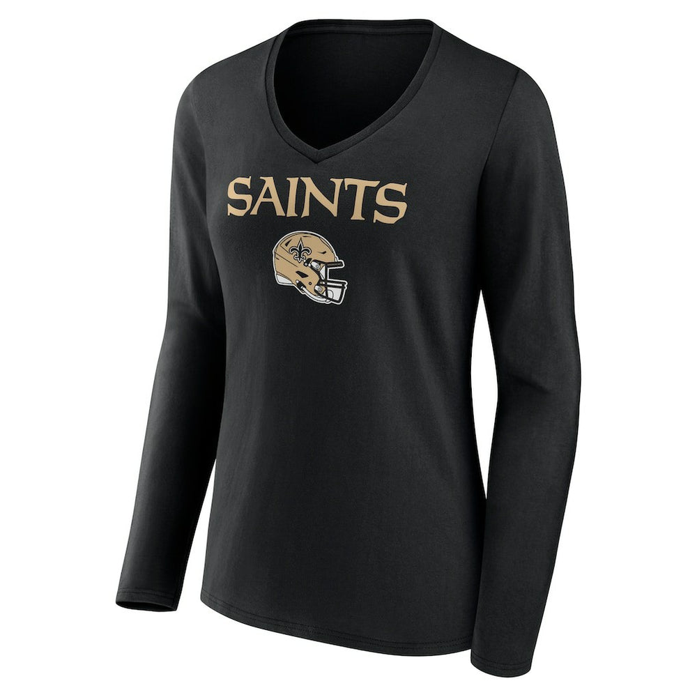 Alvin Kamara New Orleans Saints Women's Team Wordmark Player Name & Number Long Sleeve V-Neck T-Shirt - Black - NFL