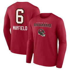 Baker Mayfield Tampa Bay Buccaneers Team Wordmark Player Name & Number Long Sleeve T-Shirt - Red - NFL
