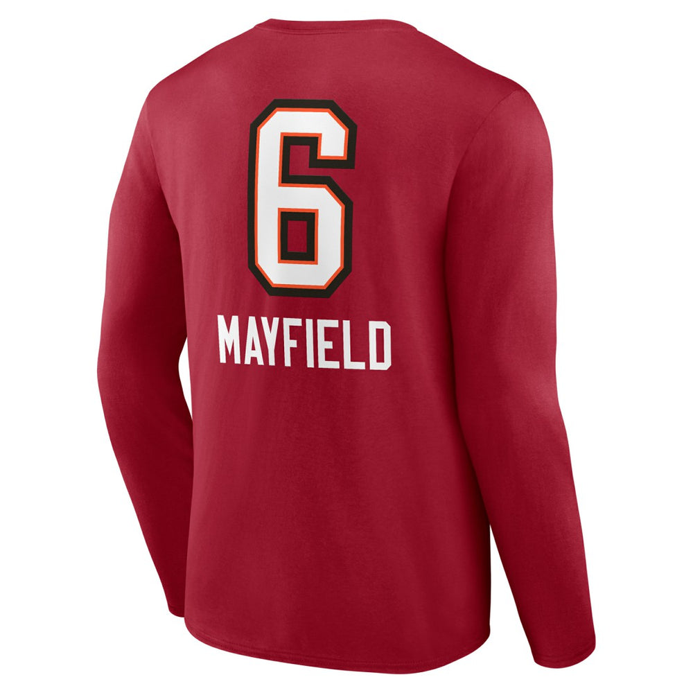 Baker Mayfield Tampa Bay Buccaneers Team Wordmark Player Name & Number Long Sleeve T-Shirt - Red - NFL