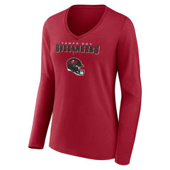 Baker Mayfield Tampa Bay Buccaneers Women's Team Wordmark Player Name & Number Long Sleeve V-Neck T-Shirt - Red - NFL