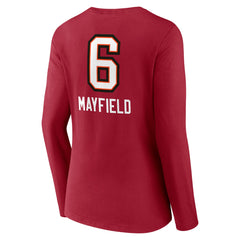 Baker Mayfield Tampa Bay Buccaneers Women's Team Wordmark Player Name & Number Long Sleeve V-Neck T-Shirt - Red - NFL