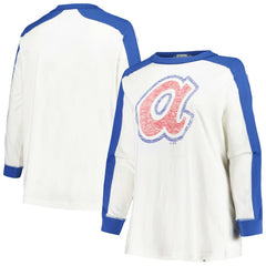 Atlanta Braves '47 Women's Plus Size Caribou Raglan Long Sleeve T-Shirt Discount