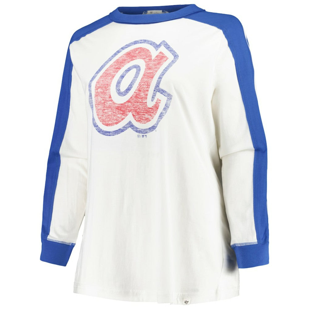 Atlanta Braves '47 Women's Plus Size Caribou Raglan Long Sleeve T-Shirt Discount
