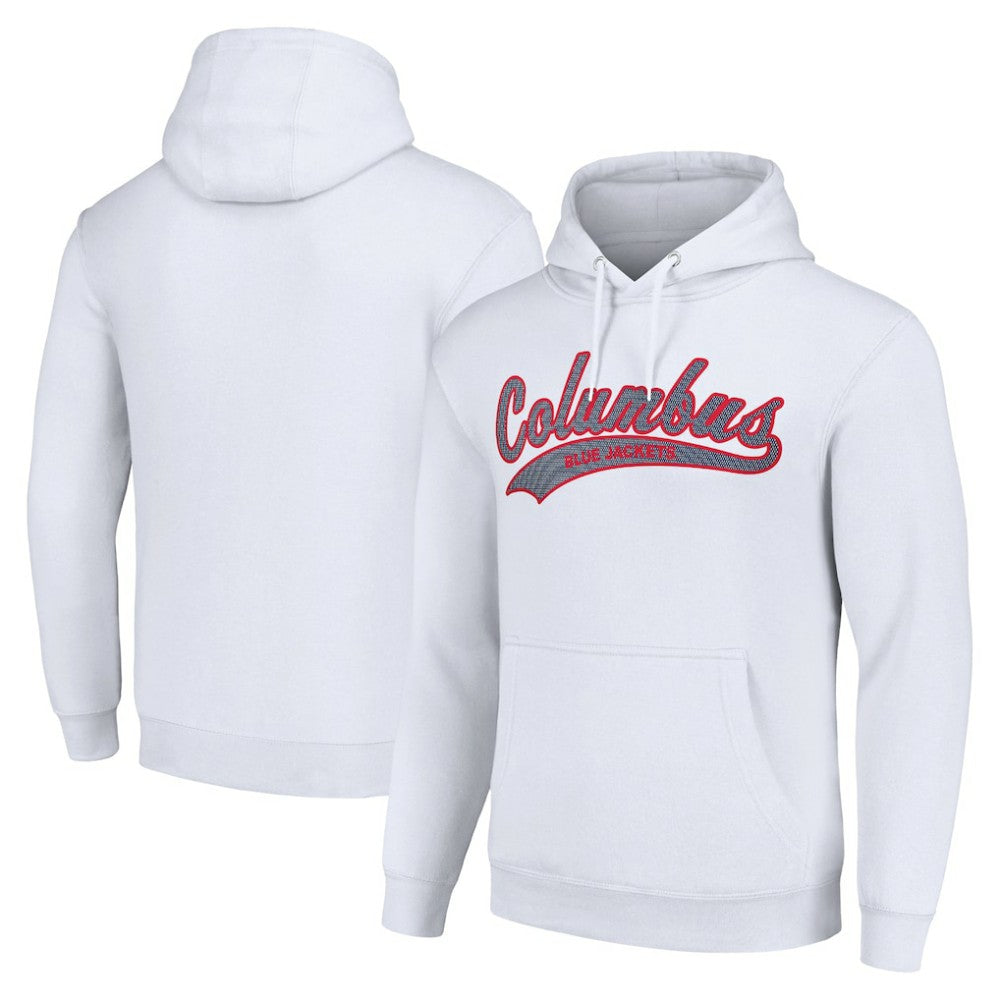 Columbus Blue Jackets Starter Tailsweep Fleece Tri-Blend Pullover Hoodie - White | NHL online
