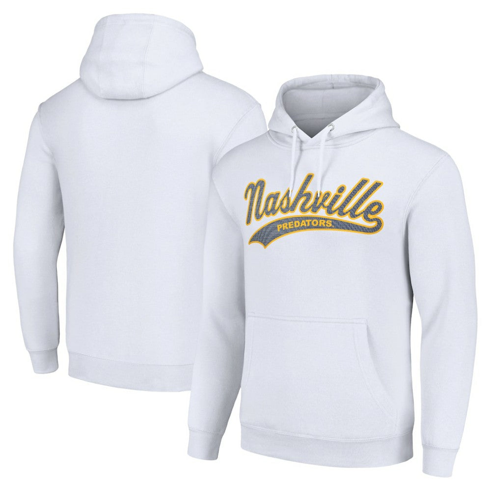 Nashville Predators Starter Tailsweep Fleece Tri-Blend Pullover Hoodie - White | NHL online