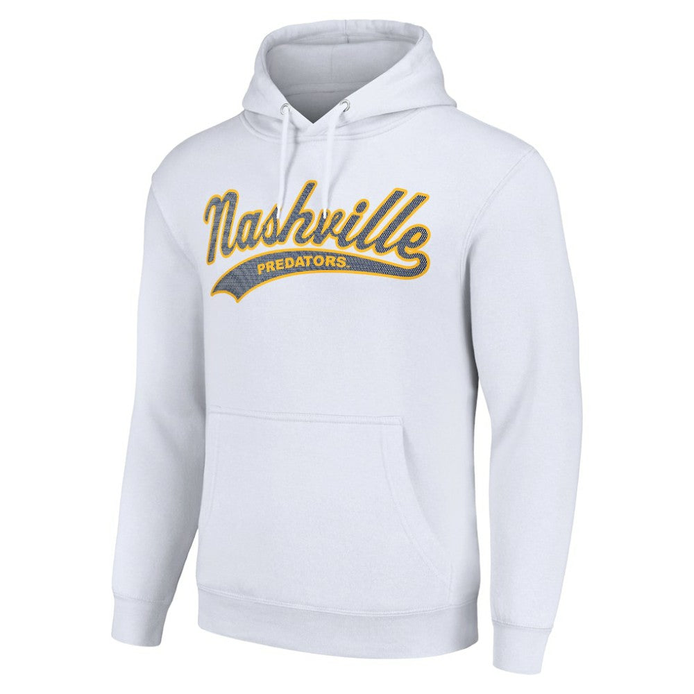 Nashville Predators Starter Tailsweep Fleece Tri-Blend Pullover Hoodie - White | NHL online