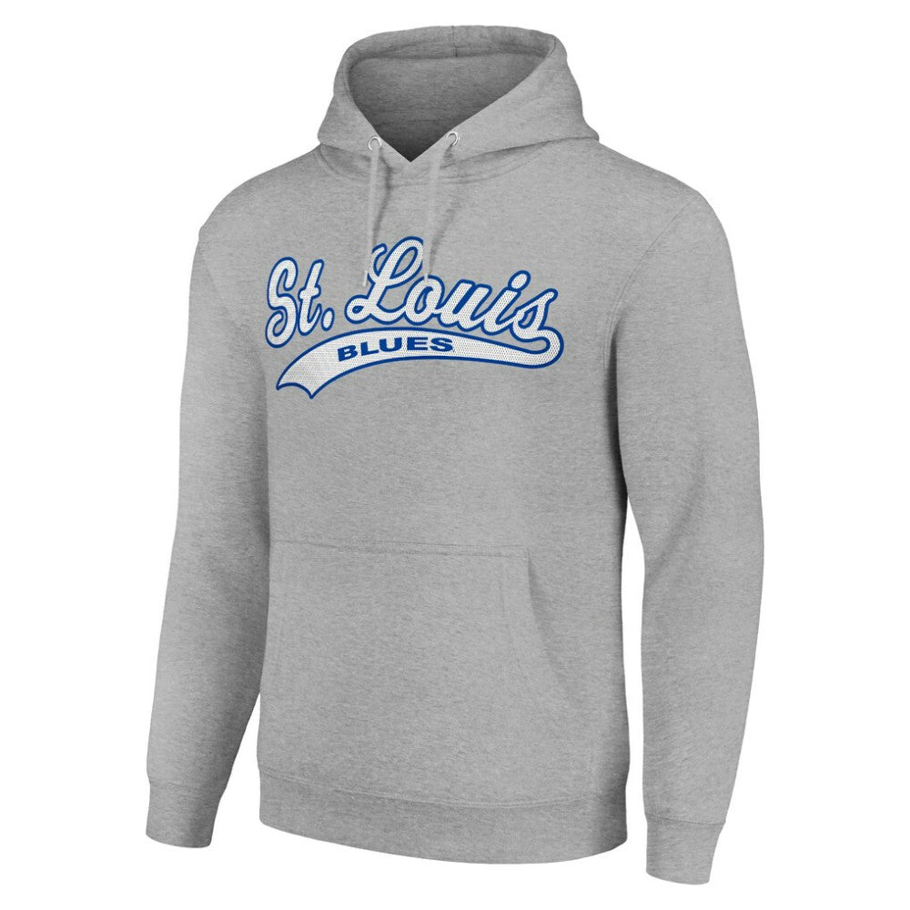 St. Louis Blues Starter Tailsweep Fleece Tri-Blend Pullover Hoodie - Heather Gray | NHL Lifestyle