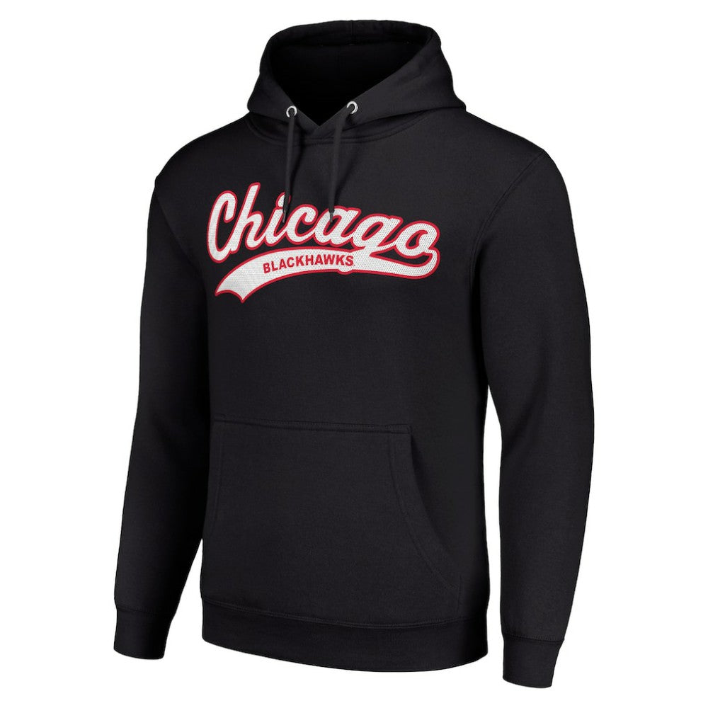 Chicago Blackhawks Starter Tailsweep Fleece Tri-Blend Pullover Hoodie - Black | NHL near me