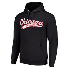 Chicago Blackhawks Starter Tailsweep Fleece Tri-Blend Pullover Hoodie - Black | NHL near me