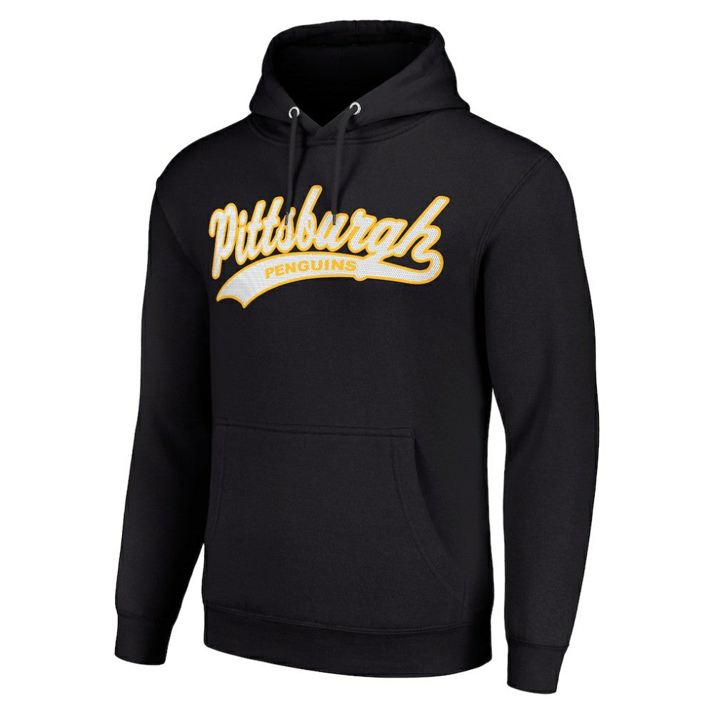 Pittsburgh Penguins Starter Tailsweep Fleece Tri-Blend Pullover Hoodie - Black | NHL Clearance