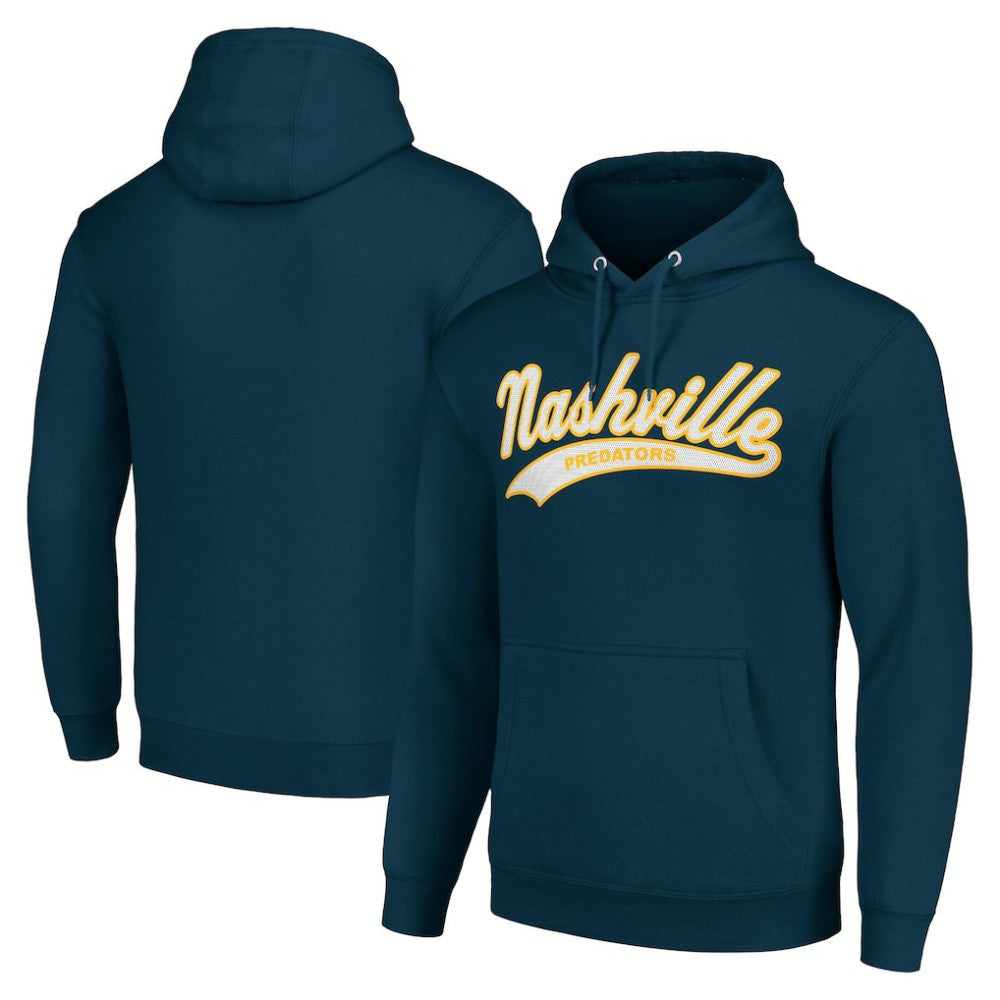 Nashville Predators Starter Tailsweep Fleece Tri-Blend Pullover Hoodie - Navy | NHL Clearance