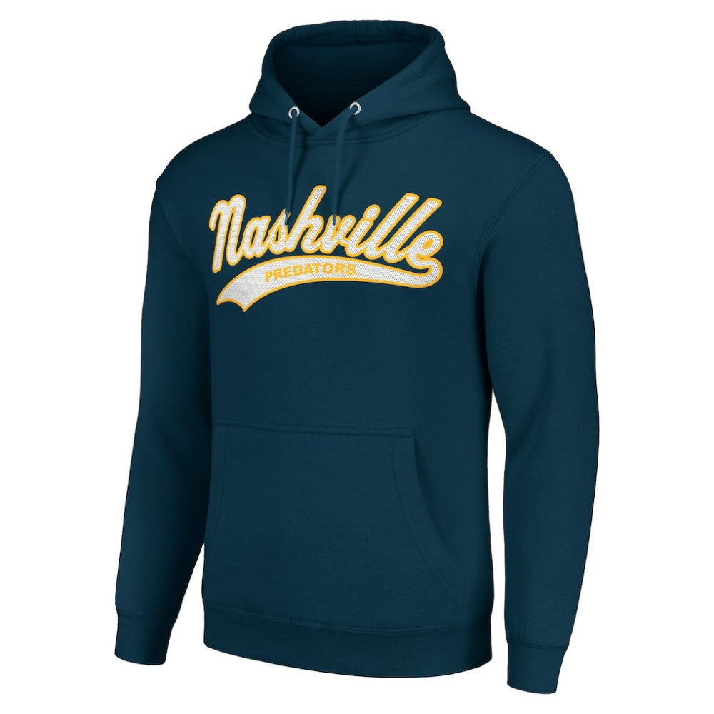 Nashville Predators Starter Tailsweep Fleece Tri-Blend Pullover Hoodie - Navy | NHL Clearance