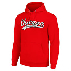 Chicago Blackhawks Starter Tailsweep Fleece Tri-Blend Pullover Hoodie - Red | NHL on sale
