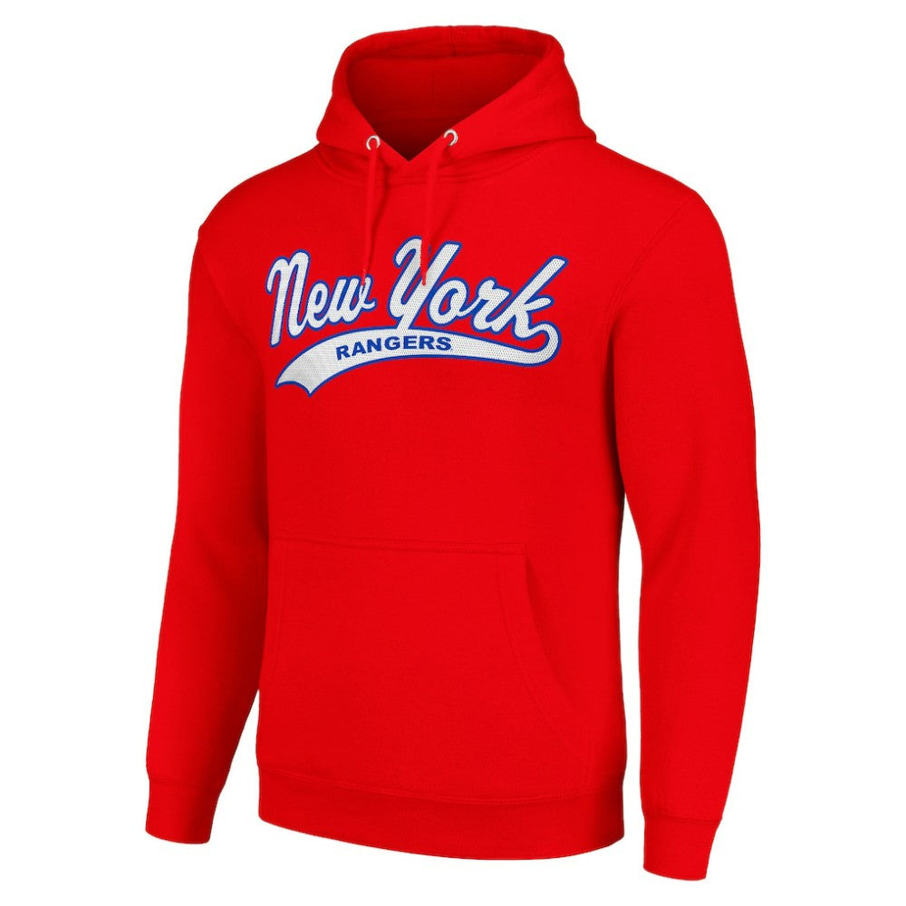 New York Rangers Starter Tailsweep Fleece Tri-Blend Pullover Hoodie - Red | NHL discount