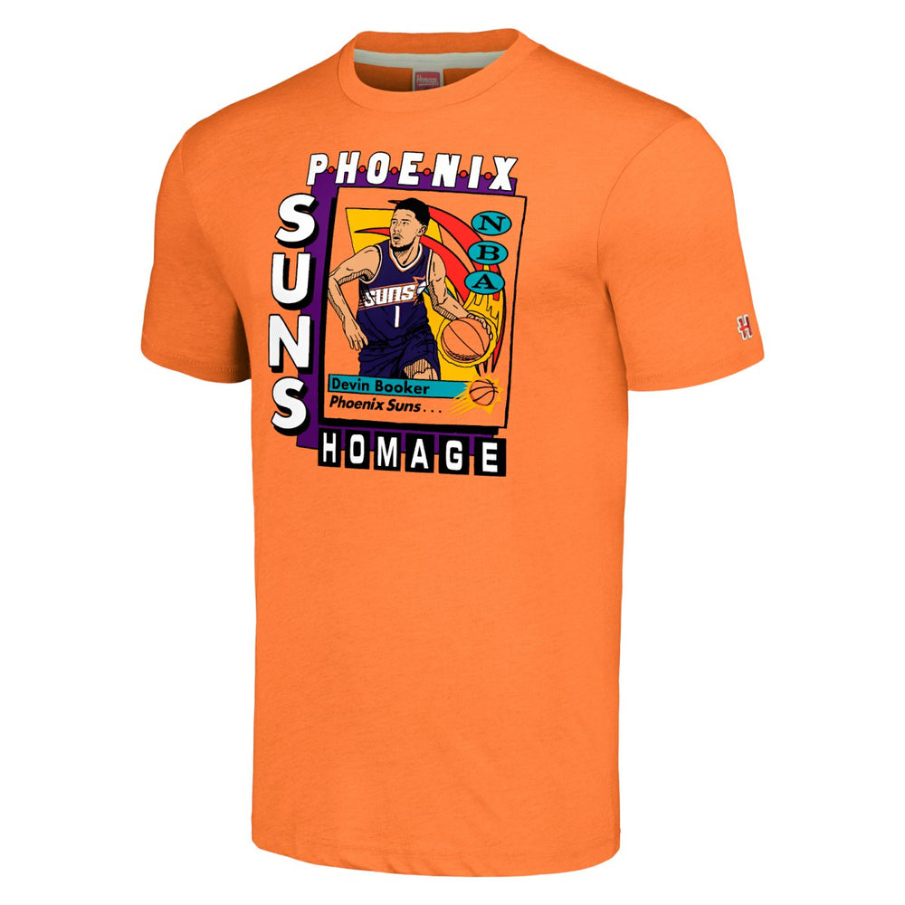 Devin Booker Phoenix Suns Homage Unisex SkyBox Player Tri-Blend T-Shirt Orange
