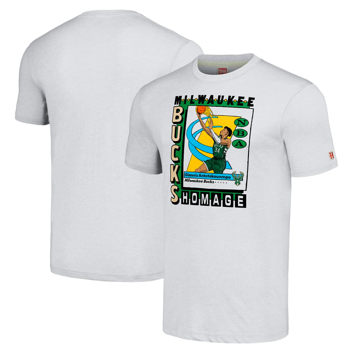 Giannis Antetokounmpo Milwaukee Bucks Homage Unisex SkyBox Player Tri-Blend T-Shirt Heather Gray