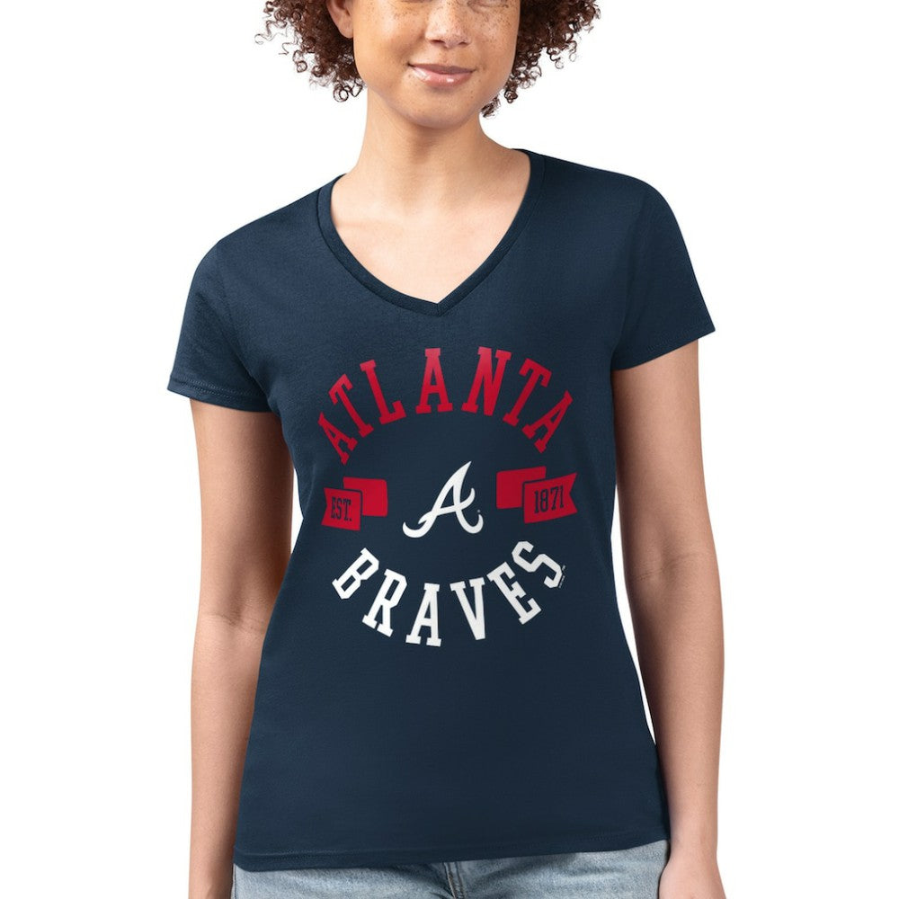 Atlanta Braves G-III 4Her by Carl Banks Women's Super-Slim Fit Lightweight City Graphic V-Neck T-Shirt Near Me